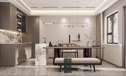 New Chinese Reception Room Tea Room 3d model