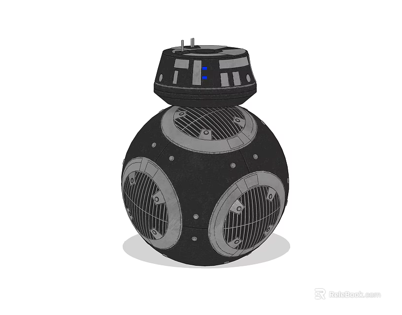 Smart Machine With Black Spherical Design Top Structure Circular Grids And Small Dots 3d model 