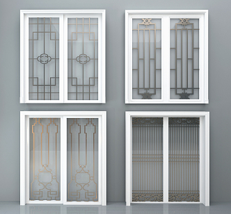 New Chinese-style sliding door 3d model