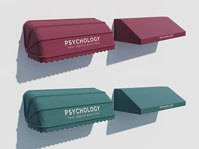 Red and Green Awnings with Psychology and Every Day Better Text 3d model