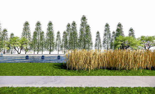 Modern Trees Plants Wheat Ears Landscape Trees 3d model