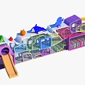 Children's Playground Equipment with Colorful Structures Slide Climbing Nets and Animal Shapes