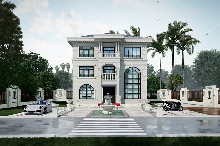 European-style single-family villa 3d model