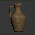 Terracotta Vase With Handle And Textured Surface On Dark Background 3d model
