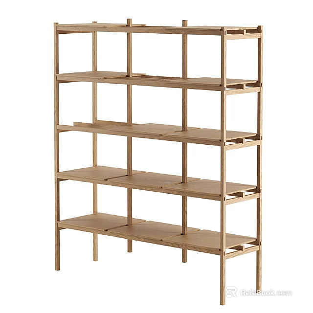 Simple Wooden Shelving Unit With Multiple Open Tiers For Storage And 3d model 