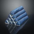 Blue Foldable Sports Mat Equipment Stacked In Pyramid Shape For Fitness Training