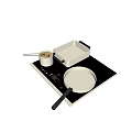 Modern Kitchen Induction Cooktop With Stainless Steel Pots And Frying Pan