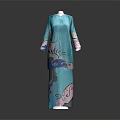 Elegant Teal Robe With Colorful Artistic Patterns And Traditional Design Elements
