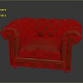 Red Tufted Chesterfield Armchair With Nailhead Trim And Soft Cushion