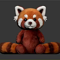 Red Panda Plush Toy With Soft Red Orange Fur White Ears And Striped Tail
