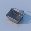 Modern Metal Storage Basket With Square Shape Sturdy Handle Gray And Orange Edge Trim