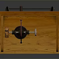 Mobile Workshop Tool Stand With Orange Wooden Tray And Black Metal Frame