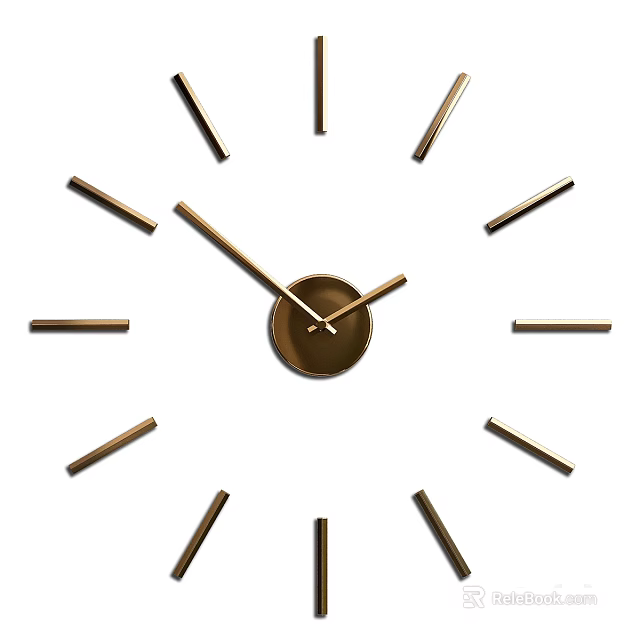 Modern Minimalist Wall Clock With Metal Hands And Hour Markers On White Background 3d model 