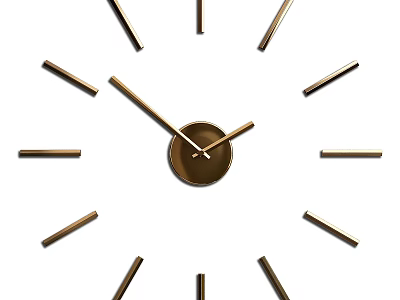 Modern Minimalist Wall Clock With Metal Hands And Hour Markers On White Background 3d model