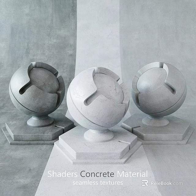 Decorative Gray Concrete Spherical Components With Open Design On Hexagonal Bases 3d model
