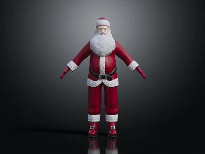 Old Man Dressed as Santa Claus With Red Outfit White Beard and Red Hat 3d model