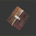 Striped Pattern Stool On Wooden Floor With Red Floral Decorative Rug Design