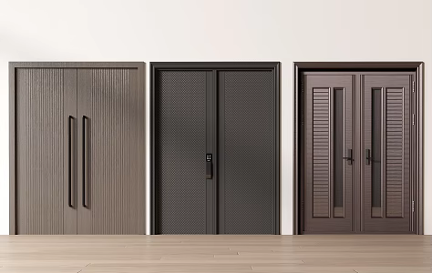 Copper door double door security door 3d model