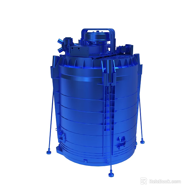 Blue Large Industrial Metal Reactor With Cylindrical Structure And Support Legs 3d model
