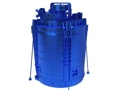 Blue Large Industrial Metal Reactor With Cylindrical Structure And Support Legs 3d model