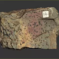 Wooden Stone Slab With Natural Speckled Pink Brown Gray Colors And Label 12
