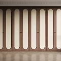 Modern Wooden Wardrobe Design With Oval Panels And Light Dark Wood Finish