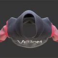 Gray Hoodie With Pink Sleeves And VENOM Print Design For Casual Wear