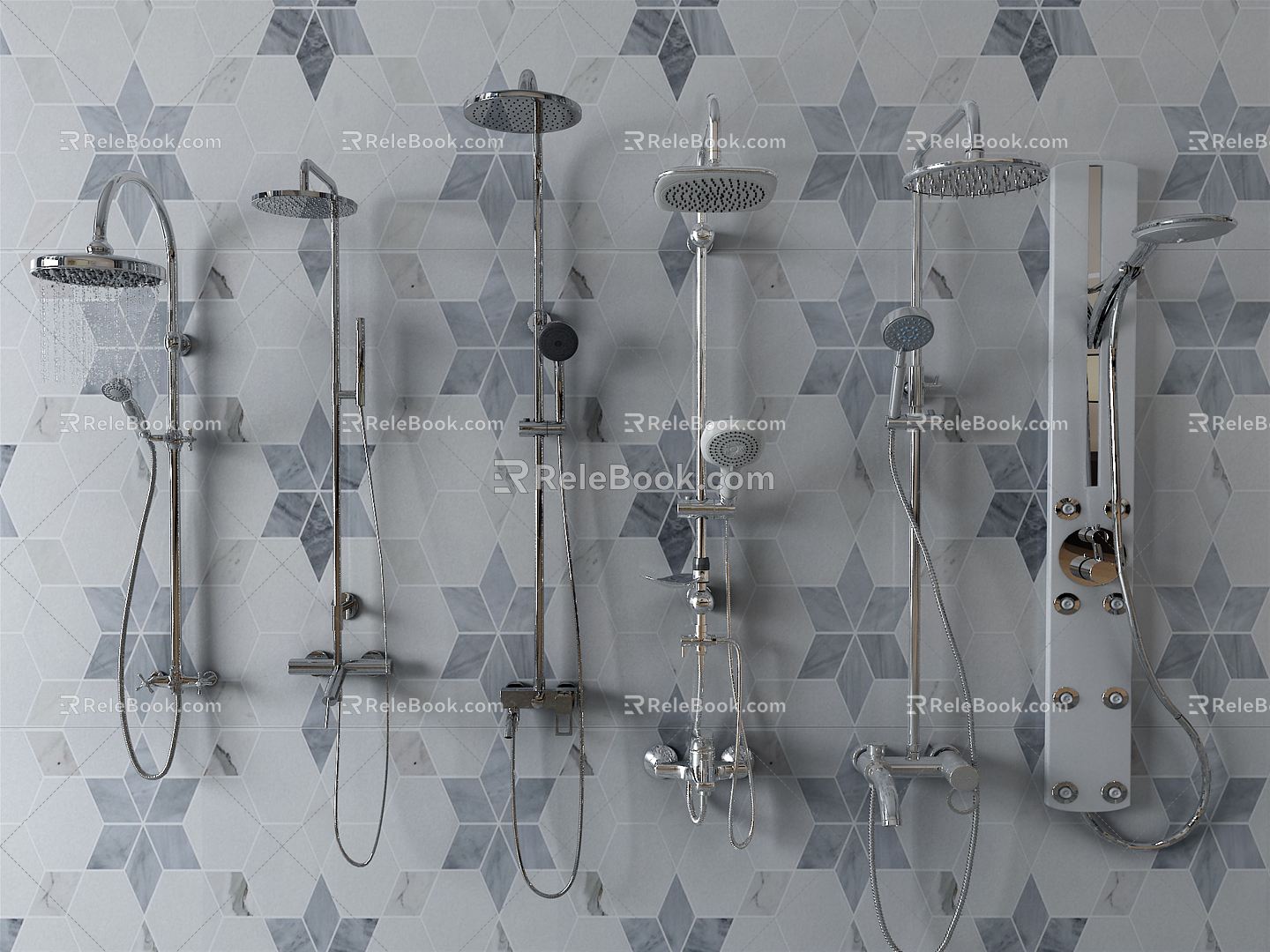 Modern shower tile 3d model