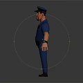 3D Police Officer Character Model in Blue Uniform With Cap and Badge