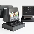 Efficient Commercial POS Systems With Display Screens Keyboards Touchscreens And Receipt Printers 3d model