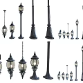 Outdoor Lights Featuring Various Designs Styles And Different Lamp Post Types For Exteriors 3d model