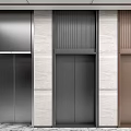 Three Modern Elevator Doors With Metallic Finish And Different Color Tones 3d model