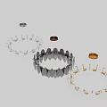Modern Elegant Chandelier With White Feather Glass Shades And Gold Metal Frame For Interior Decor
