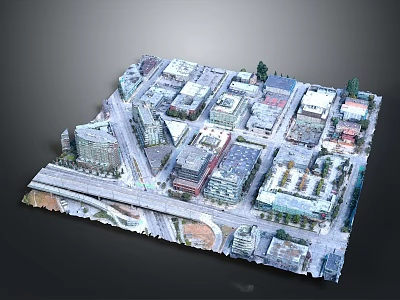 Detailed 3D Urban City Model With Buildings Streets And Green Spaces 3d model