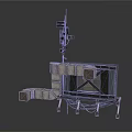 Industrial Mechanical Device With Metal Frame Support Legs And Vertical Monitoring Equipment