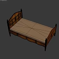 Classic Wooden Double Bed With Traditional Headboard And Light Mattress Design