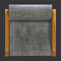 Single Sofa With Gray Fabric And Orange Wooden Arms And Legs Design