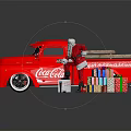 Red Vintage Truck With Santa Claus Colorful Gifts And Coca Cola Branding
