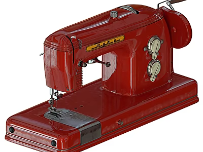 Vintage Red Sewing Machine Classic Design Essential Household Electrical Appliance 3d model