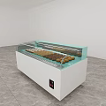 White Display Showcase with Glass Door Lighting and Assorted Pastries for Retail Store