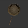 Vintage Brass Frying Pan With Wooden Handle For Daily Household Use