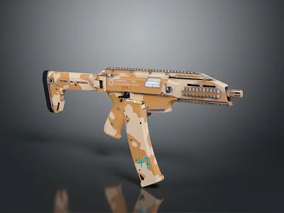 Modern Camouflage Tactical Assault Rifle With Rail System And Combat Accessories 3d model