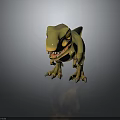 Realistic 3D Dinosaur Character With Green Yellow Skin Sharp Teeth And Yellow Eyes Standing