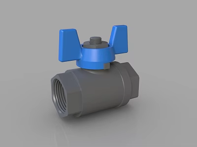 Durable Ball Valve With Blue Handle And Gray Body For Industrial Applications 3d model