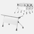Modern Folding Conference Table With Wheels White Top And Metal Frame Design 3d model