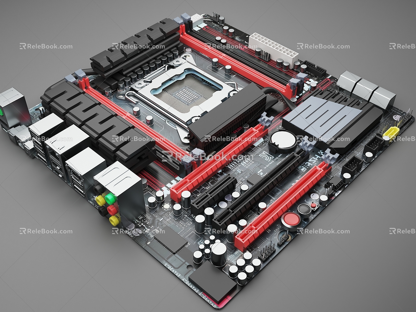 Computer Motherboard Motherboard Asus Motherboard Microstar Motherboard Gigabyte Motherboard Graphics Card Slot Chip Slot Memory Slot Circuit Board Capacitance Motherboard Capacitance 3d model