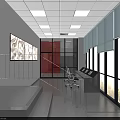 Fire Truck Garage With Red Walls Number Signs Green Floor Lockers Long Ceiling Lights