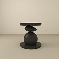 Modern Minimalist Black Side Table With Stacked Spheres And Circular Base Design 3d model