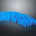 Anatomical Blue 3D Organ Structure Model with Hair Follicles and Red Dots