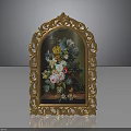 Ornate Golden Carved Frame Decorative Wall Furniture With Floral Artwork Design